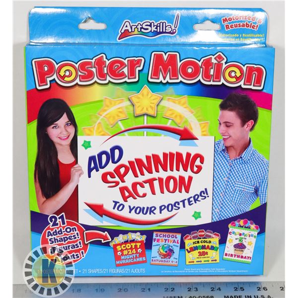 NEW POSTER MAKING SET. THE POSTER HAS A SPINNING