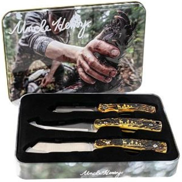 BTI UNCLE HENRY 3PC FIXED WHITETAIL GIFT SET