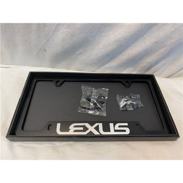 thumbnail image 2 of Custom Black Stainless Steel License Plate Frame With 3D Lexus Emblem & Bolt Caps 2 of 6