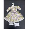 Image 1 : Floral Silk Doll Dress with Lace and Pearl Brooch Button
