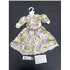 Image 1 : Floral Silk Doll Dress with Lace and Pearl Brooch Button