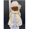 Image 2 : 14" Bisque Baby In White Gown, Cloth Body, Painted Eyes and Hair