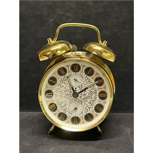 Brass Wind up Alarm Clock Not tested Approx 6"T 4.5"W