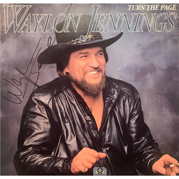 Signed Waylon Jennings Turn The Page Album Cover Signed Waylon Jennings Turn The Page Album Cover