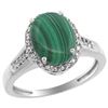 Image 1 : 2.60 CTW Malachite & Diamond Ring 10K White Gold - REF-44W7F