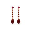 Image 1 : Genuine 31.6 ctw Ruby Earrings 14KT Yellow Gold - REF-55F2Z