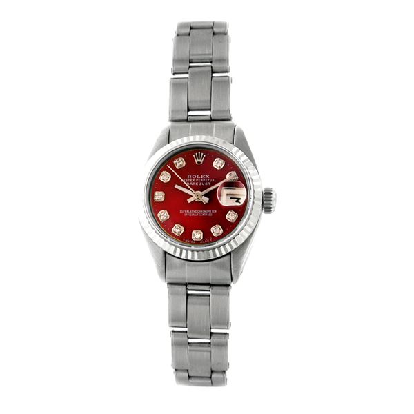 Rolex Pre-owned 26mm Womens Custom Red Stainless Steel