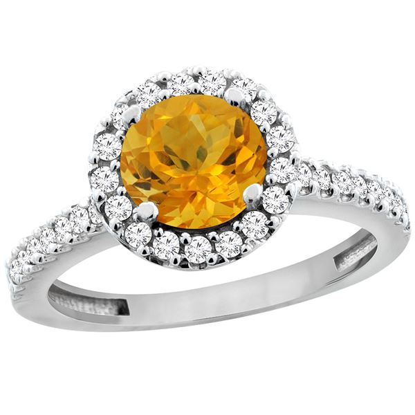 1.13 CTW Citrine & Diamond Ring 10K White Gold - REF-54K3W