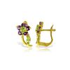 Image 1 : Genuine 1.72 ctw Peridot & Amethyst Earrings 14KT Yellow Gold - REF-40A5K