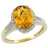 Image 1 : 2.60 CTW Quartz & Diamond Ring 10K Yellow Gold - REF-46H2M