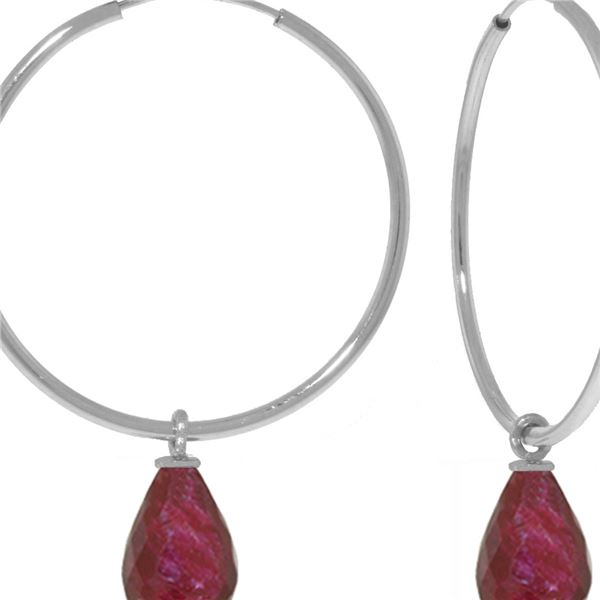 Genuine 6.6 ctw Ruby Earrings 14KT White Gold - REF-26M7T