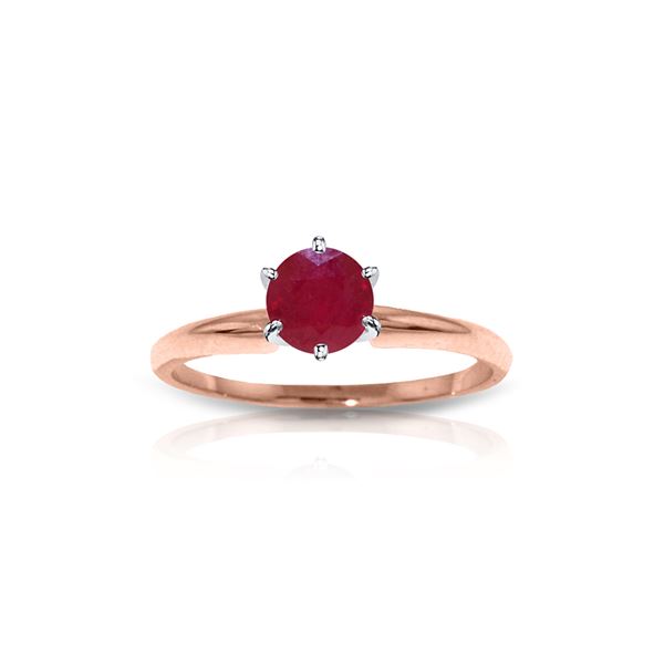 Genuine 0.65 ctw Ruby Ring 14KT Rose Gold - REF-28M5T