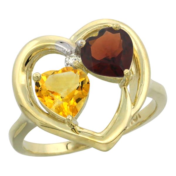 2.61 CTW Diamond, Citrine & Garnet Ring 10K Yellow Gold - REF-23H7M