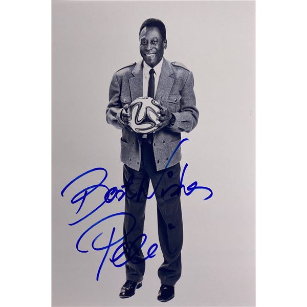 Autograph Signed Football Pele Photo