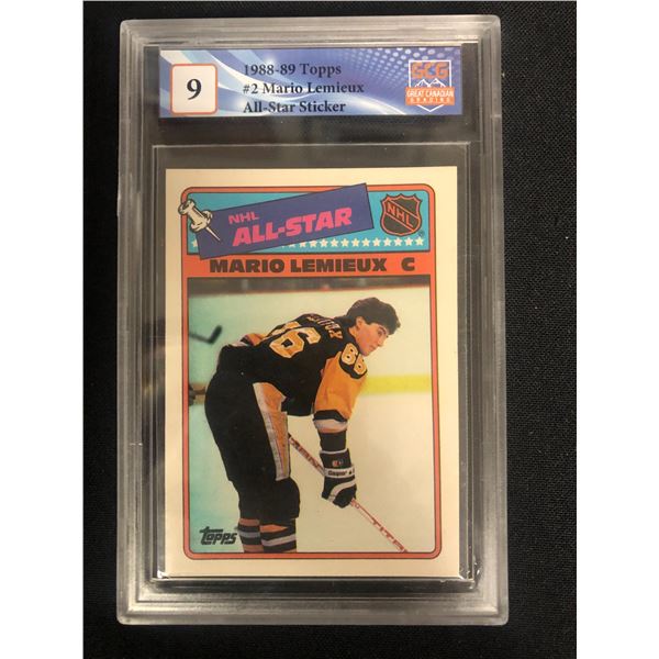 1988-89 TOPPS NO.2 MARIO LEMIEUX ALL-STAR STICKER (GCG 9)