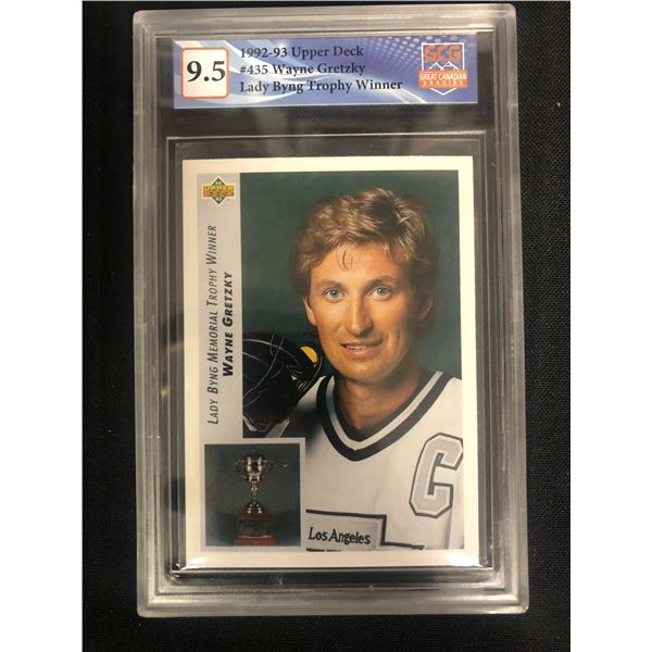 1992-93 UPPER DECK NO.435 WAYNE GRETZKY LADY BYNG TROPHY WINNER (GCG 9.5)