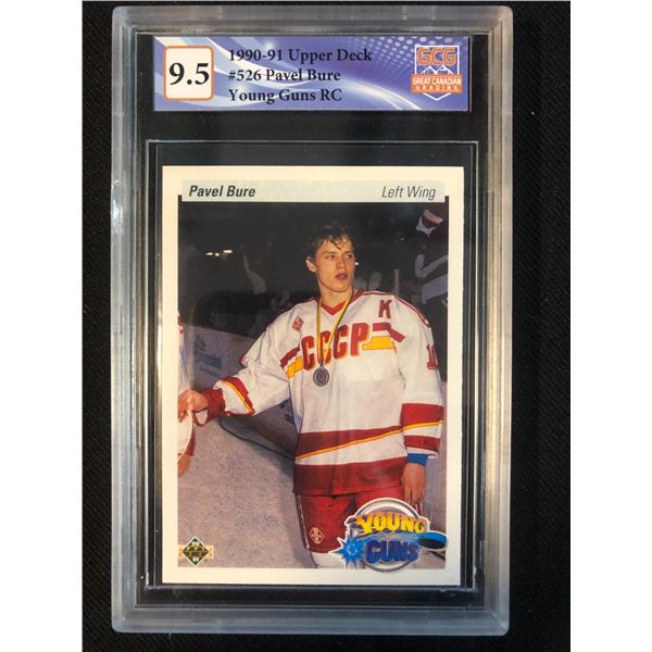 1990-91 UPPER DECK NO.526 PAVEL BURE YOUNG GUNS RC (GCG 9.5)