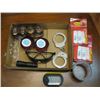 Image 2 : BOX OF MISC. GLASSES, FLASHLIGHT, TAPE, ETC.