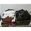 Image 1 : 2 BOXES OF MISC. SHIRTS, PANTS, SHOES, ETC.