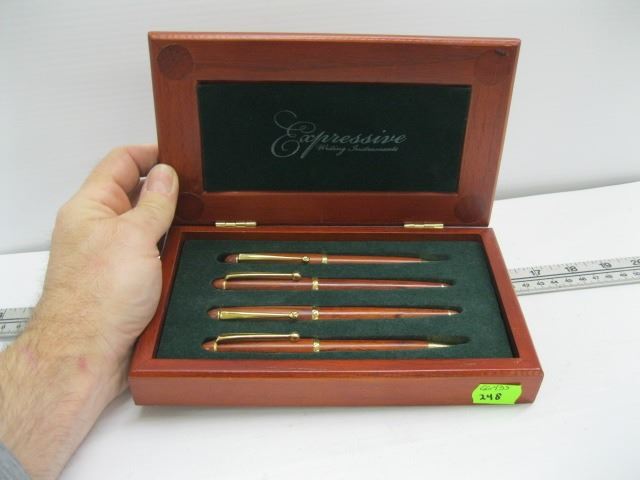 Writing Instruments Collector Box SET OF WOODEN EXPRESSIVE WRITING INSTRUMENTS IN WOODEN BOX