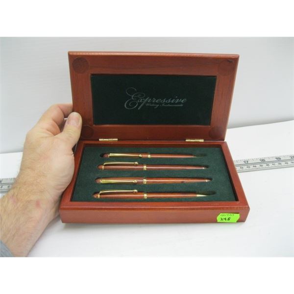Expressive Writing Instruments SET OF WOODEN EXPRESSIVE WRITING INSTRUMENTS IN WOODEN BOX