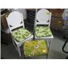 Image 1 : PAIR OF WHITE WOODEN CHAIRS & FLORAL STOOL