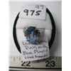 Image 2 : LADIES 10KT RING W/BLUE STONE & 6 SMALL DIAMONDS - SZ 7