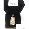 Image 2 : 10KT PENDANT - RELIGIOUS DESIGN & RED STONES - 15 G
