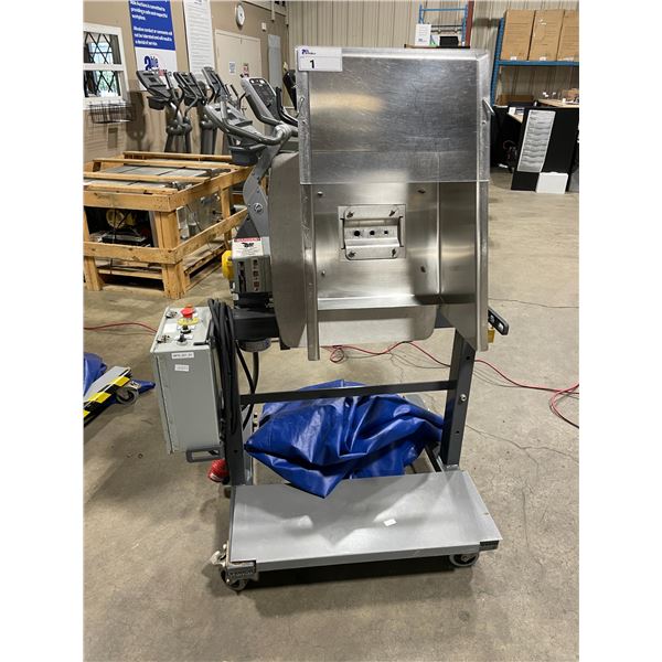 MUNCH MACHINE 16"W STAINLESS STEEL COMMERCIAL 5 HP MOBILE ELECTRIC AUTOMATED BREAKDOWN MACHINE