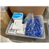 Image 2 : 2 BINS OF ASSORTED COMMERCIAL LABORATORY, TUBES, ENDS, TEST TUBES SYRINGES OR PRODUCTS