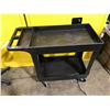 Image 1 : ULINE 18'W X 39"L X 34"H BLACK 2 TIER MOBILE PRODUCT CART WITH ANTI-FATIGUE MAT