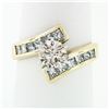 Image 1 : 14k Gold 1.74 ctw Round Diamond Solitaire & Princess Cut Bypass Engagement Ring