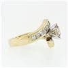 Image 5 : 14k Gold 1.74 ctw Round Diamond Solitaire & Princess Cut Bypass Engagement Ring