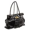 Image 2 : Carla Mancini Black Crinkle Patent Leather Shoulder Tote Bag