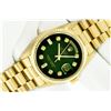 Image 2 : Rolex Mens President 18K Yellow Gold Green Vignette VVS 36MM Box Booklets