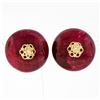 Image 2 : Vintage 18k Gold AGL Certified Large Bead No Heat Ruby Button Clip On Earrings