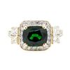 Image 2 : 4.44 ctw Rectangular Cushion Mixed Tsavorite Garnet And Princess Cut Diamond Rin