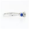 Image 6 : NEW 14k White Gold 1.47 ctw GIA Round Diamond & Sapphire 3 Stone Engagement Ring