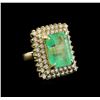 Image 1 : GIA Cert 19.72 ctw Emerald and Diamond Ring - 14KT Yellow Gold