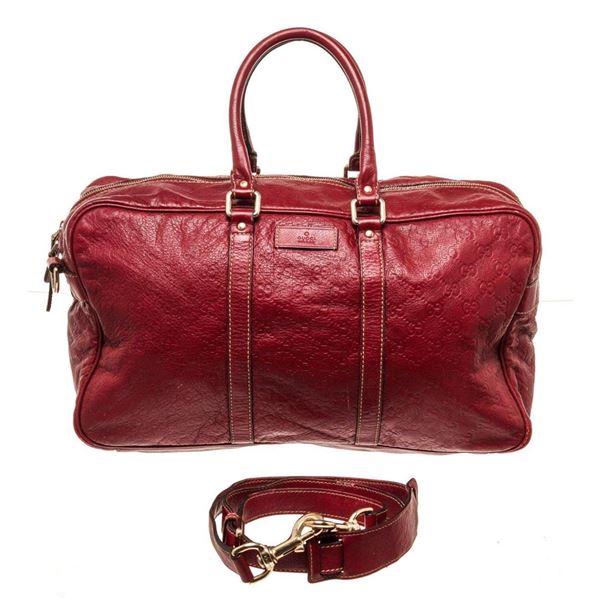 Gucci Red Leather Travel Bag