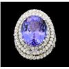 Image 2 : 13.82 Tanzanite and Diamond Ring - 14KT White Gold