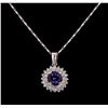 Image 1 : 14KT White Gold 1.22 ctw Tanzanite and Diamond Pendant With Chain