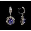 Image 2 : 14KT White Gold 4.08 ctw Tanzanite and Diamond Earrings