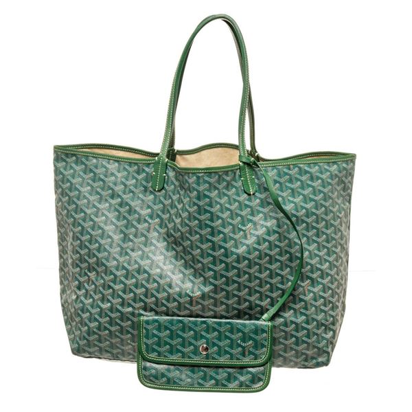 Goyard Green Leather St. Louis GM Tote Bag