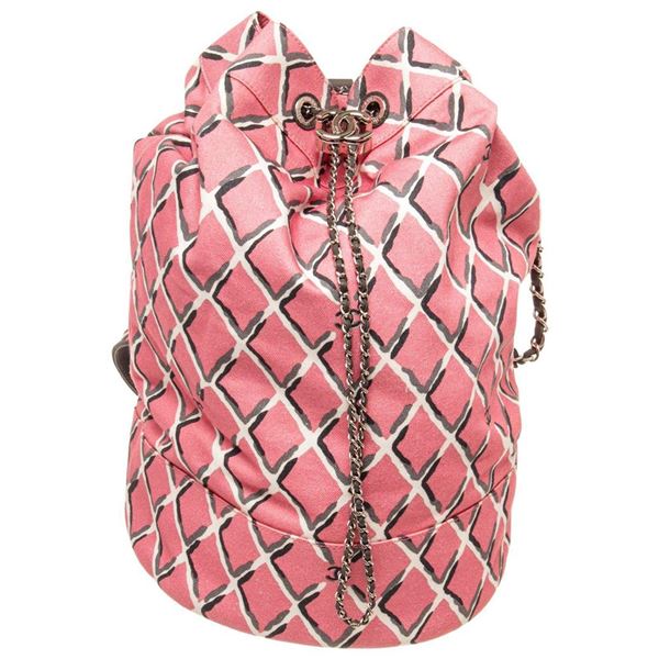 Chanel Pink Nylon CC Drawstring Shoulder Bag