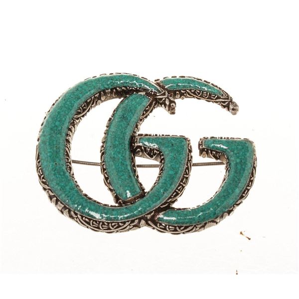 Gucci Green GG Brooch