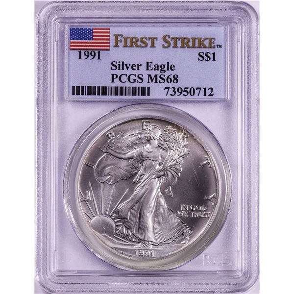 1991 $1 American Silver Eagle Coin PCGS MS68 First Strike