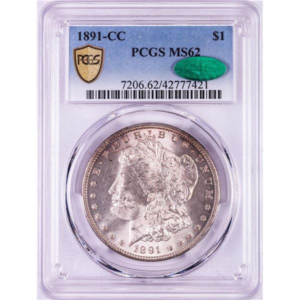 1891-CC $1 Morgan Silver Dollar Coin PCGS MS62 CAC