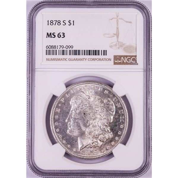 1878-S $1 Morgan Silver Dollar Coin NGC MS63