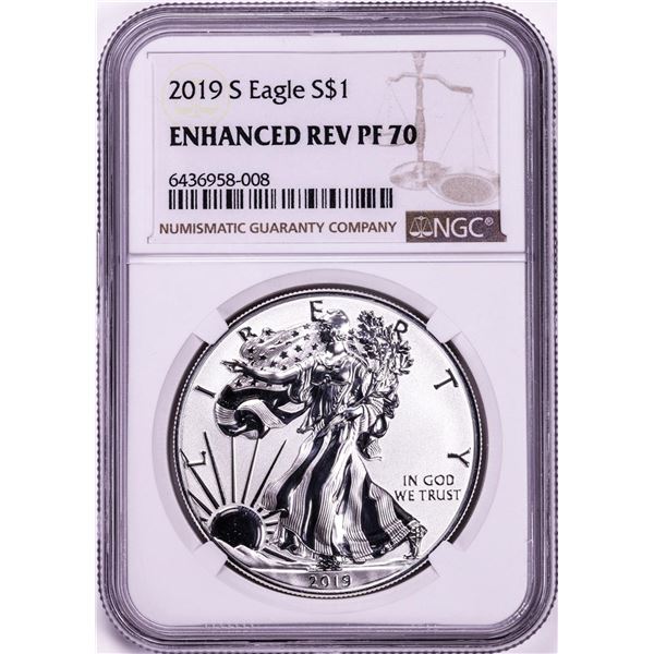2019-S $1 Enhanced Reverse Proof American Silver Eagle Coin NGC PF70